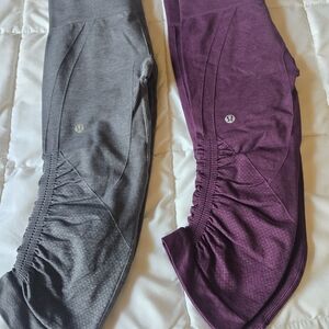 Lululemon Compression Style Leggings Pair - Gray & Plum